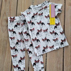 LITTLE BUM BUMS French Bulldog Pajamas NWT 2T